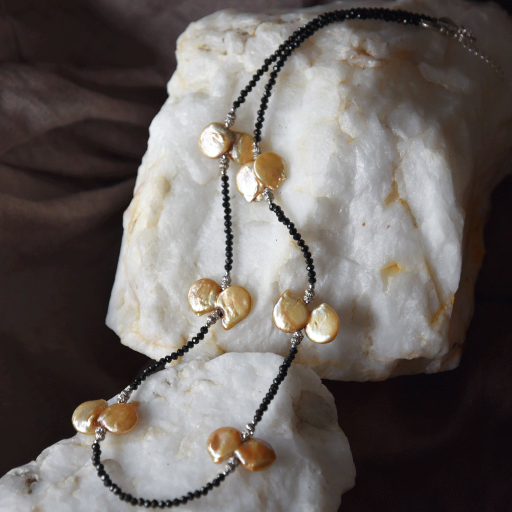 Sweet As Honey / Designer Jewelry Long Necklace Elegant Jewelry Exotic Pearl Necklace Austrian Crystal Necklace Gift for Momen