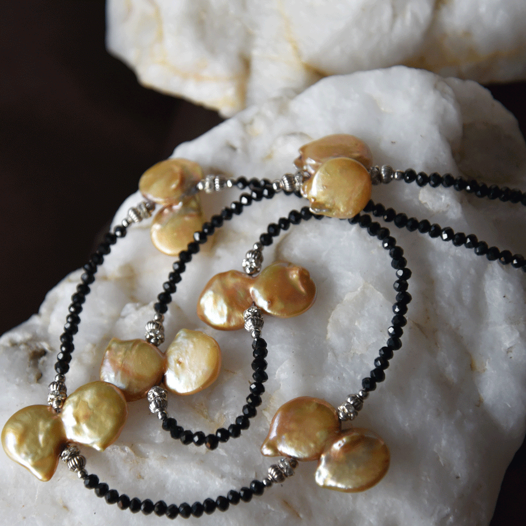 Sweet As Honey / Designer Jewelry Long Necklace Elegant Jewelry Exotic Pearl Necklace Austrian Crystal Necklace Gift for Momen