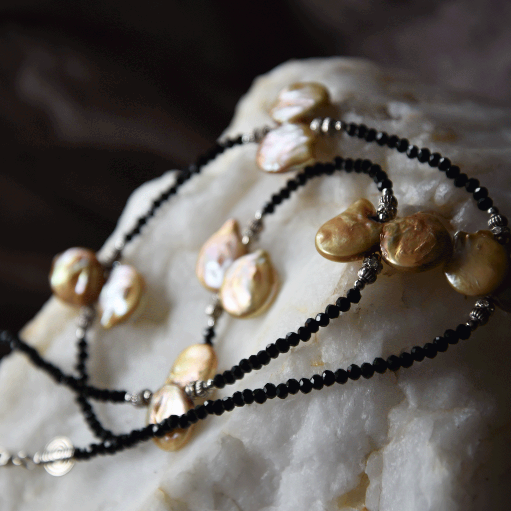 Sweet As Honey / Designer Jewelry Long Necklace Elegant Jewelry Exotic Pearl Necklace Austrian Crystal Necklace Gift for Momen