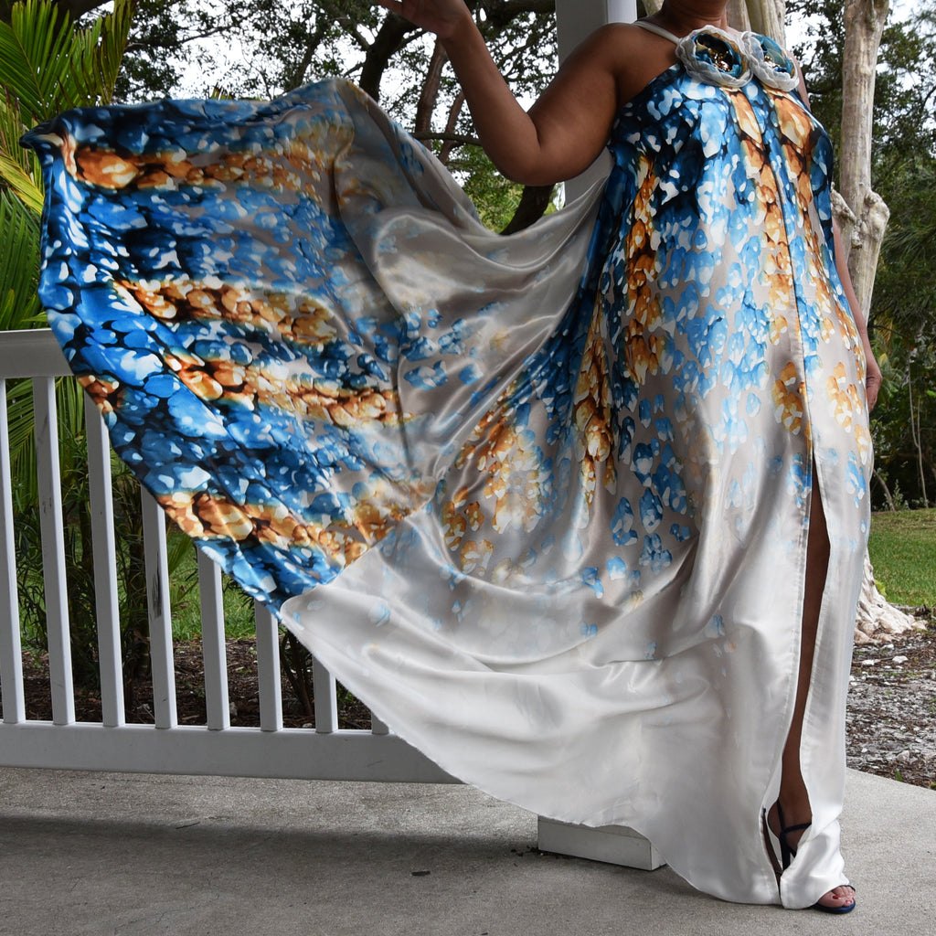 Spring Fresh / Designer Maxi Dress Boho Luxury Resort Wear Fabric Dress Artisan Concept Clothing Unique Upcycled Couture