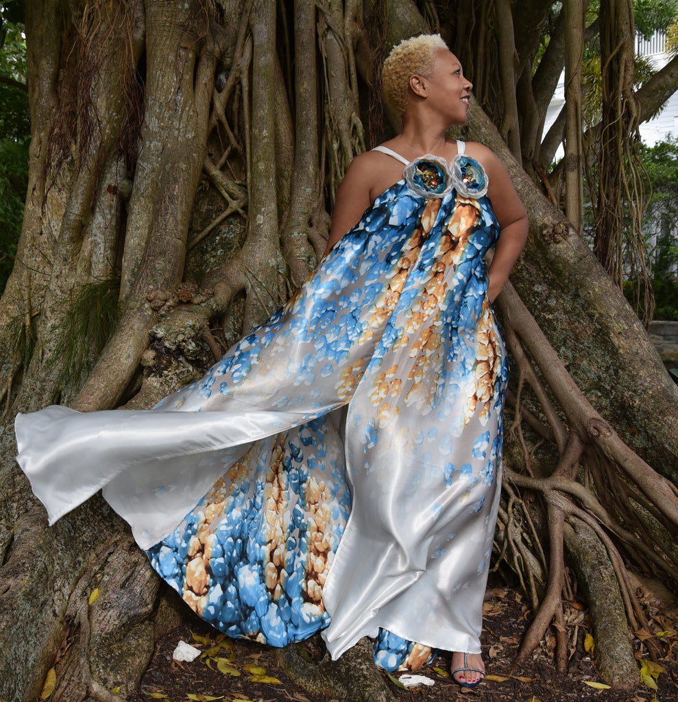 Spring Fresh / Designer Maxi Dress Boho Luxury Resort Wear Fabric Dress Artisan Concept Clothing Unique Upcycled Couture