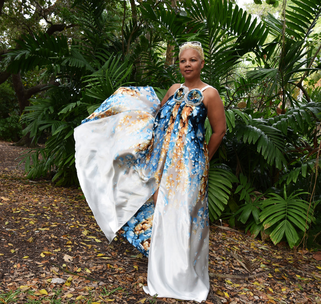 Spring Fresh / Designer Maxi Dress Boho Luxury Resort Wear Fabric Dress Artisan Concept Clothing Unique Upcycled Couture