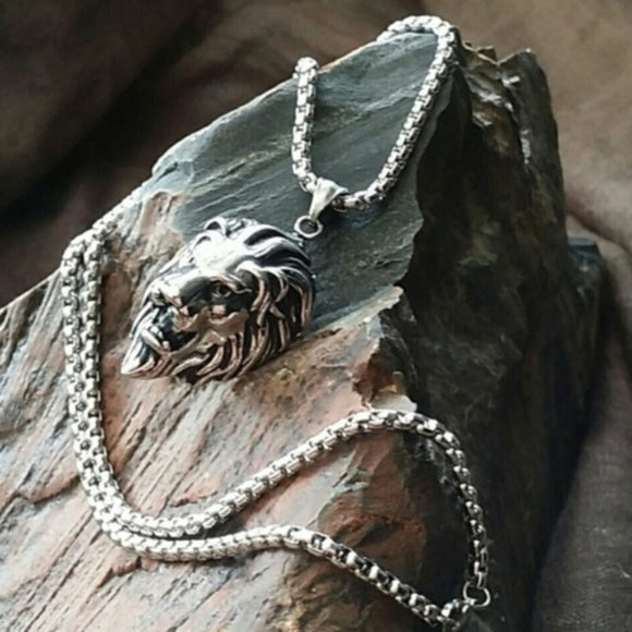 Knowledge / Chain Necklace For Mens Massive Necklace Hypoallergenic Lion Head Gift for Man
