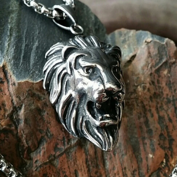 Knowledge / Chain Necklace For Mens Massive Necklace Hypoallergenic Lion Head Gift for Man