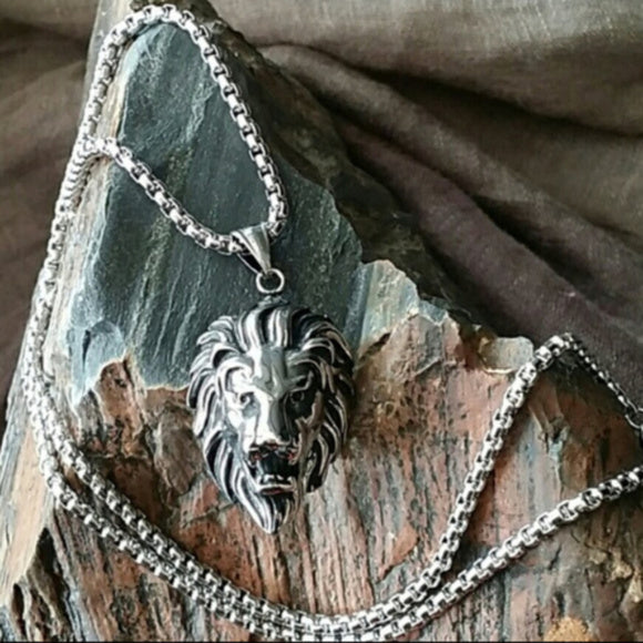 Knowledge / Chain Necklace For Mens Massive Necklace Hypoallergenic Lion Head Gift for Man