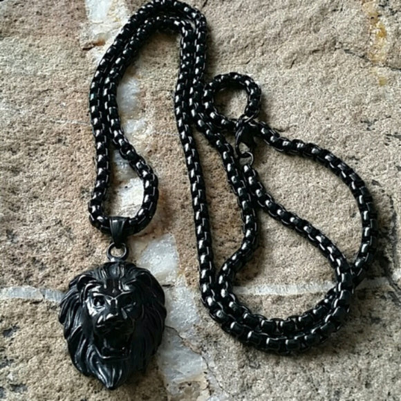 Black Power / Chain Necklace For Mens Lion Massive Necklace Hypoallergenic Gift for Man