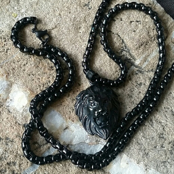 Black Power / Chain Necklace For Mens Lion Massive Necklace Hypoallergenic Gift for Man