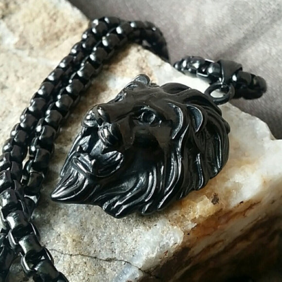 Black Power / Chain Necklace For Mens Lion Massive Necklace Hypoallergenic Gift for Man