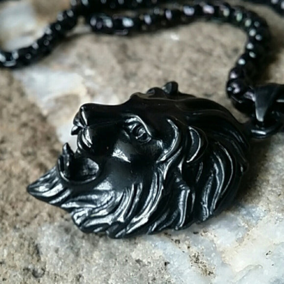 Black Power / Chain Necklace For Mens Lion Massive Necklace Hypoallergenic Gift for Man