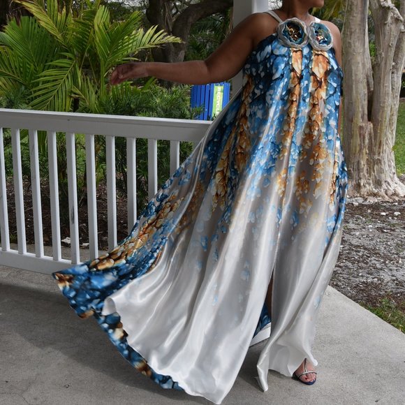 Spring Fresh / Designer Maxi Dress Boho Luxury Resort Wear Fabric Dress Artisan Concept Clothing Unique Upcycled Couture