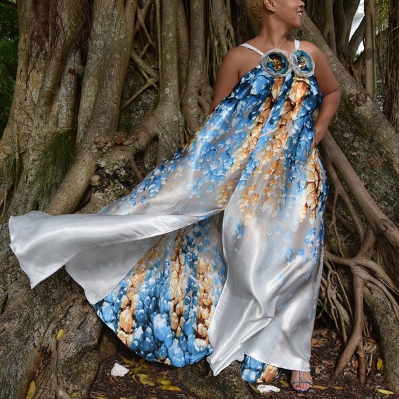 Spring Fresh / Designer Maxi Dress Boho Luxury Resort Wear Fabric Dress Artisan Concept Clothing Unique Upcycled Couture