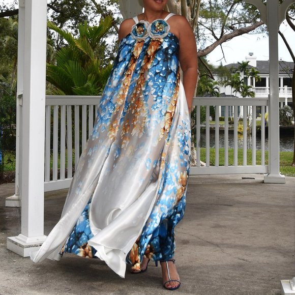 Spring Fresh / Designer Maxi Dress Boho Luxury Resort Wear Fabric Dress Artisan Concept Clothing Unique Upcycled Couture