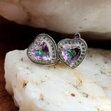 Take Me Out  / Most Popular Jewelry Silver Earrings Natural Mystic Topaz Studs Hypoallergenic Earrings Gift For Women