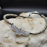 Anasazi / Mens Necklace Antique Eagle Ancient Aliens Genuine Black Agate Boho Tribal Lava