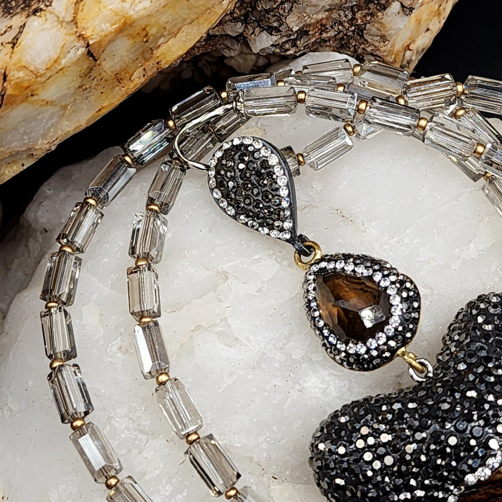 Crystal Clear Gemma’s Limited /  Artisan Boho Necklace Designer Jewelry Tooth Pendant Unique Long Necklace Jewelry Gift For Lady