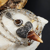 Crystal Clear Gemma’s Limited /  Artisan Boho Necklace Designer Jewelry Tooth Pendant Unique Long Necklace Jewelry Gift For Lady