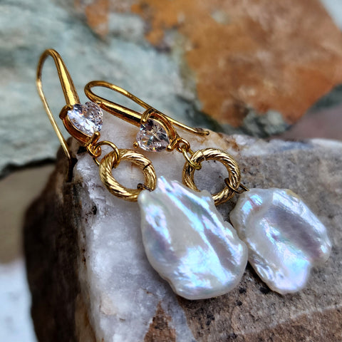Living For / Gold Plated Earrings Natural Baroque Pearls Stone Hypoallergenic Jewelry Most Popular Jewelry Gift For Women