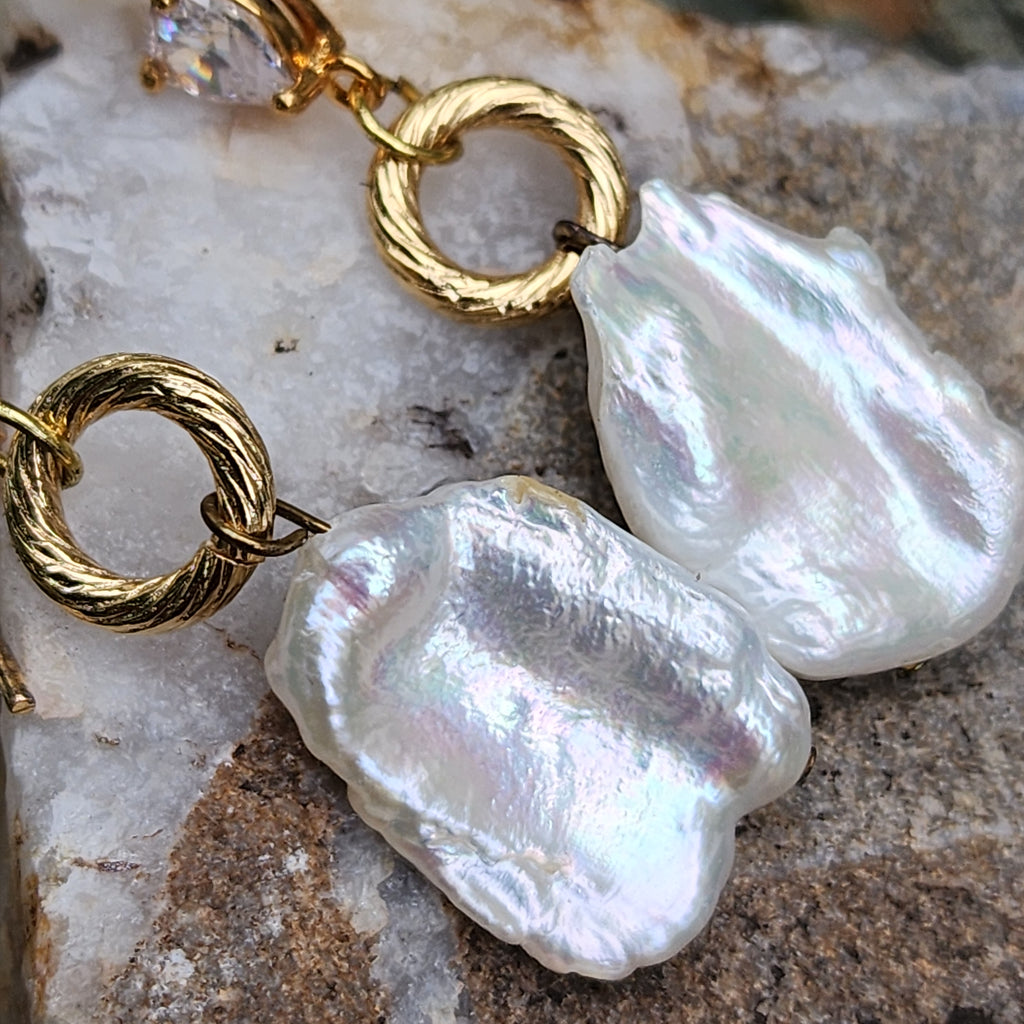Living For / Gold Plated Earrings Natural Baroque Pearls Stone Hypoallergenic Jewelry Most Popular Jewelry Gift For Women