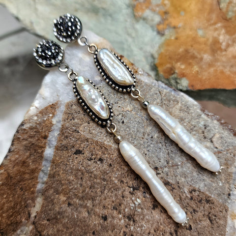 This Is Everything / Silver Earrings Natural Pearls Crystals Stone Hypoallergenic Jewelry Most Popular Jewelry Gift For Women