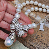 Drop Gorgeous /  Classic Pearls Silver Necklace For Women Bow Necklace Large Baroque Pearl Pendant Unique Pearls Jewelry Gift For Lady