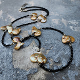 TAHITIAN GOLD  / Designer Jewelry Long Necklace Elegant Jewelry Exotic Rare Pearl Necklace Austrian Crystal Necklace Gift for Momen