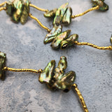 Jupiter / Designer Jewelry Long Necklace Elegant Jewelry Exotic Rare Gold Green Pearl Necklace Crystal Necklace Gift for Momen