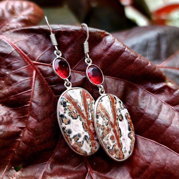 Sierra Madre / Floral Jewelry Silver Earrings Natural Laguna Jasper Stone Hypoallergenic Jewelry Most Popular Jewelry Gift For Women
