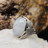 One Of The Girls / 6.3 / Designer Jewelry Natural Moonstone Stone Unique Ring Hypoallergenic Silver 925 Ring Gift for Momen