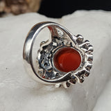 Rock Flower / 8 / Designer Jewelry Carnelian Stone Unique Ring Hypoallergenic Silver 925 Ring Gift for Momen