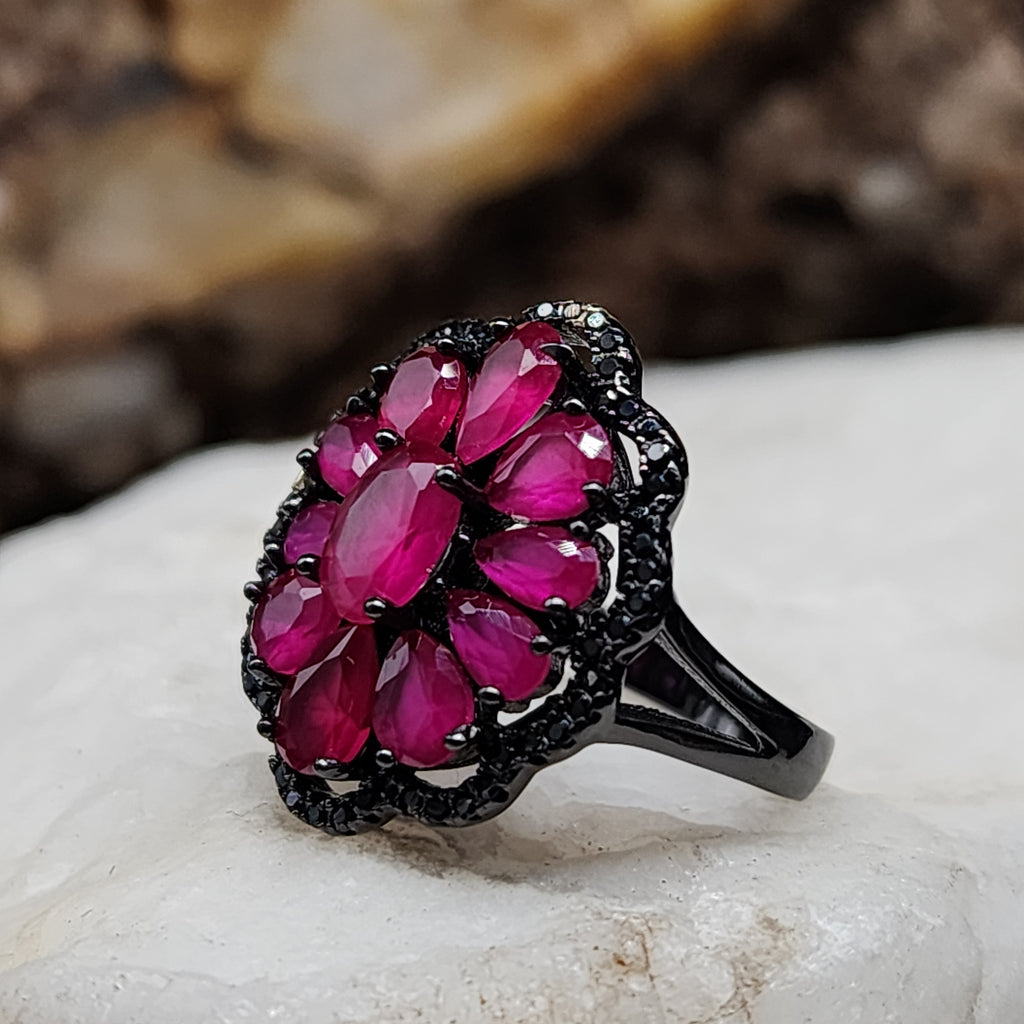All You Need / 7 / Designer Jewelry Genuine Stone Raw Pink Ruby Unique Ring Hypoallergenic Silver 925 Ring Gift for Momen
