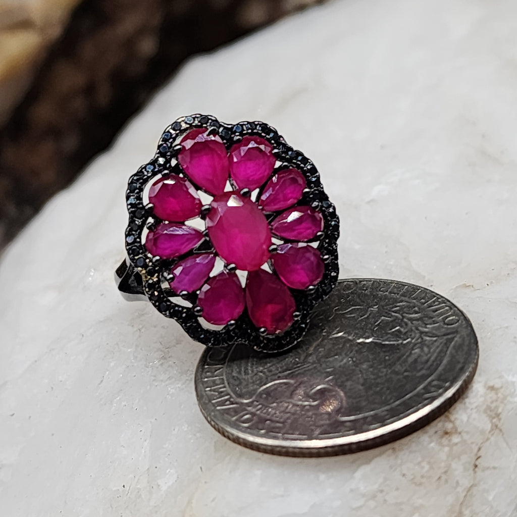 All You Need / 7 / Designer Jewelry Genuine Stone Raw Pink Ruby Unique Ring Hypoallergenic Silver 925 Ring Gift for Momen