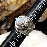Moon Beast / 7.8 / Designer Jewelry Moonstone Gem Unique Ring Hypoallergenic Silver 925 Ring Gift for Momen