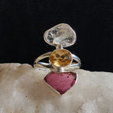Three Wishes / 8  / Designer Jewelry Citrine Stone Unique Ring Hypoallergenic Silver 925 Ring Gift for Momen