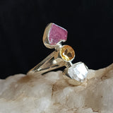 Three Wishes / 8  / Designer Jewelry Citrine Stone Unique Ring Hypoallergenic Silver 925 Ring Gift for Momen