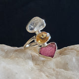 Three Wishes / 8  / Designer Jewelry Citrine Stone Unique Ring Hypoallergenic Silver 925 Ring Gift for Momen