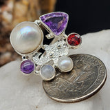 ALLIANCE / 6 / Designer Silver Ring Natural Pearls Stone Hypoallergenic Jewelry Most Popular Jewelry Gift For Women