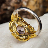 Spice of Life / 8.2 / Designer Jewelry Amethist Diamond Unique Ring Hypoallergenic Silver 925/14K Gold Ring Gift for Momen