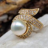 Know Me Better / 8 / Designer Gold Solid 535/ 14k Ring Natural Pearl Stone Hypoallergenic Jewelry Most Popular Jewelry Gift For Women
