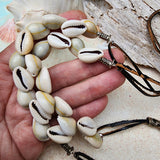 BOYS IN THE OCEAN / Designer Jewelry Large Ocean Shell Necklace Shell Mother Of Pearl Stone Necklace Leather Necklace