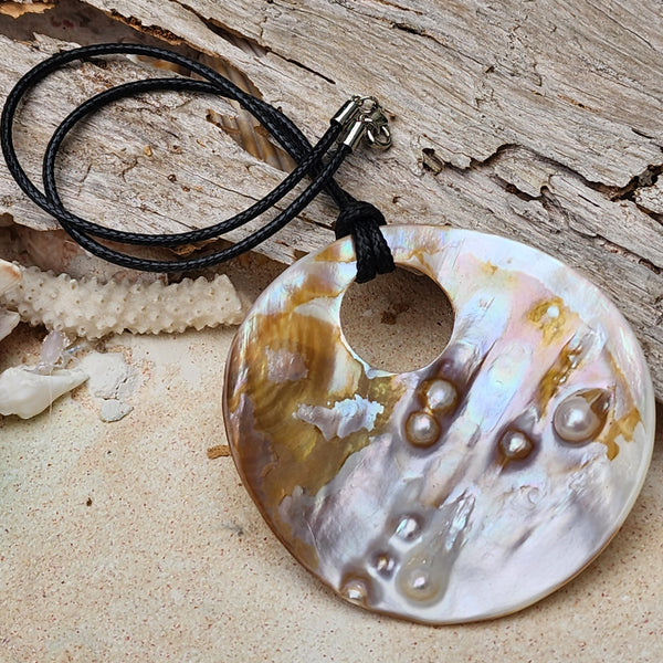 Weeki Wachee / Designer Jewelry Large Ocean Shell Necklace Shell Mother Of Pearl Stone Necklace Seashell Necklace
