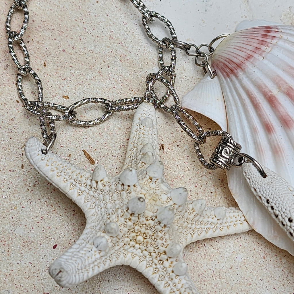 HOLLYWOOD MERMAIDS / Designer Mermade Jewelry Large Sea Star Necklace Ocean Shells  Necklace Boho Necklace for Mermade