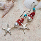 ARIEL / Floral Jewelry Silver Earrings Natural Coral Pearls Stone Hypoallergenic Jewelry Most Popular Jewelry Gift For Women
