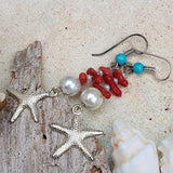 ARIEL / Floral Jewelry Silver Earrings Natural Coral Pearls Stone Hypoallergenic Jewelry Most Popular Jewelry Gift For Women