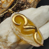 MY HONEY /  Artisan Boho Necklace Designer Jewelry Vintage Gold Pendant Natural Agate Stone Simple Necklace Gift For Women