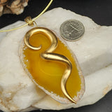 MY HONEY /  Artisan Boho Necklace Designer Jewelry Vintage Gold Pendant Natural Agate Stone Simple Necklace Gift For Women