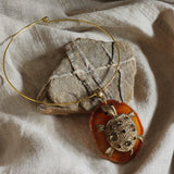 Island Retreat / Artisan Boho Necklace Designer Jewelry Silver Turtle Pendant Natural Red Agate Stone Unique Necklace Gift For Lady