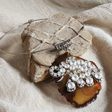 Matisse /  Artisan Boho Necklace Designer Jewelry Silver Elephant Pendant Natural Agate Stone Vintage Necklace Gift For Women
