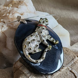 Propitiation / Artisan Boho Necklace Designer Jewelry Silver Tiger Pendant Natural Black Agate Stone Unique Necklace Gift For Lady
