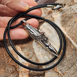 Admiral / Mens Necklace Genuine Italian Leather Surgical steel Eagle Bullet pendant
