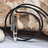 Admiral / Mens Necklace Genuine Italian Leather Surgical steel Eagle Bullet pendant